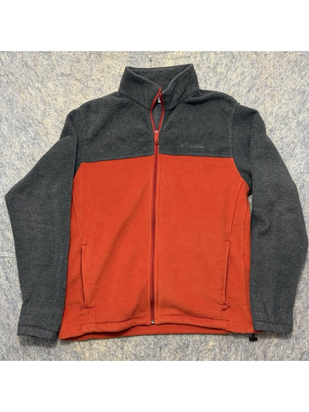 Columbia Men’s Large Full Zip Fleece Jacket Gray Red Colorblock Outdoor